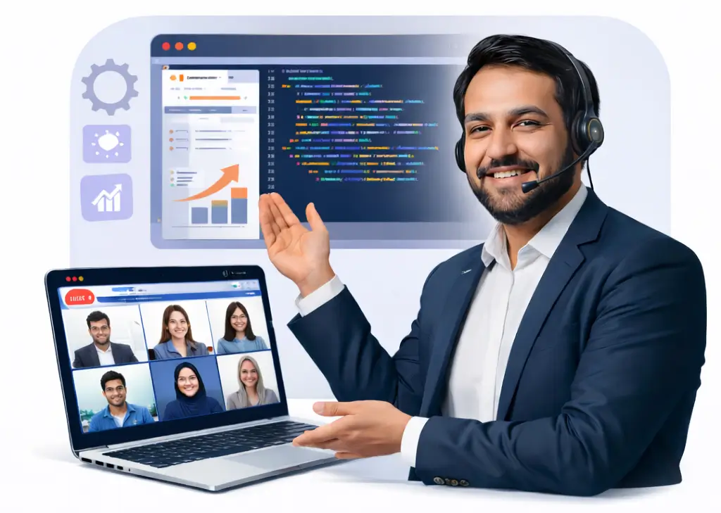 An instructor running a live online session